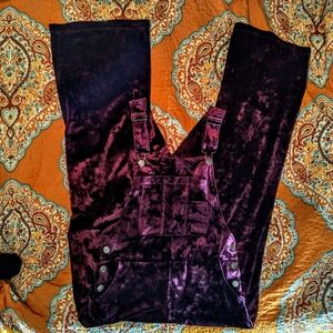 Forever 21 Burgundy Velvet Overalls